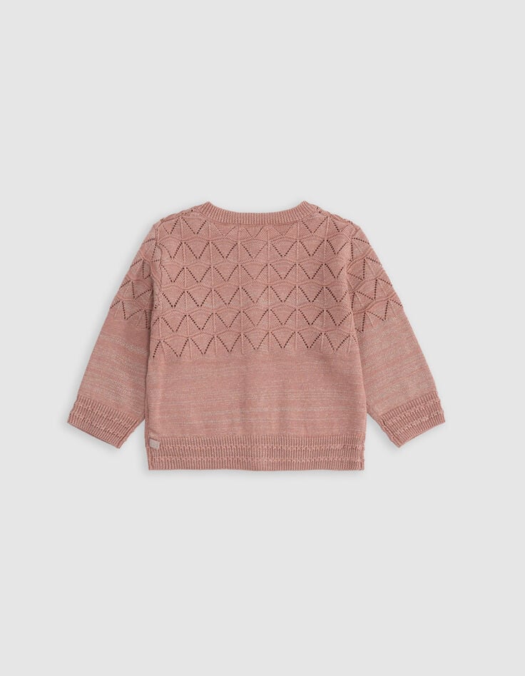 Ikks Cardigan Rose Tricot Lurex Ajouré Bébé Fille