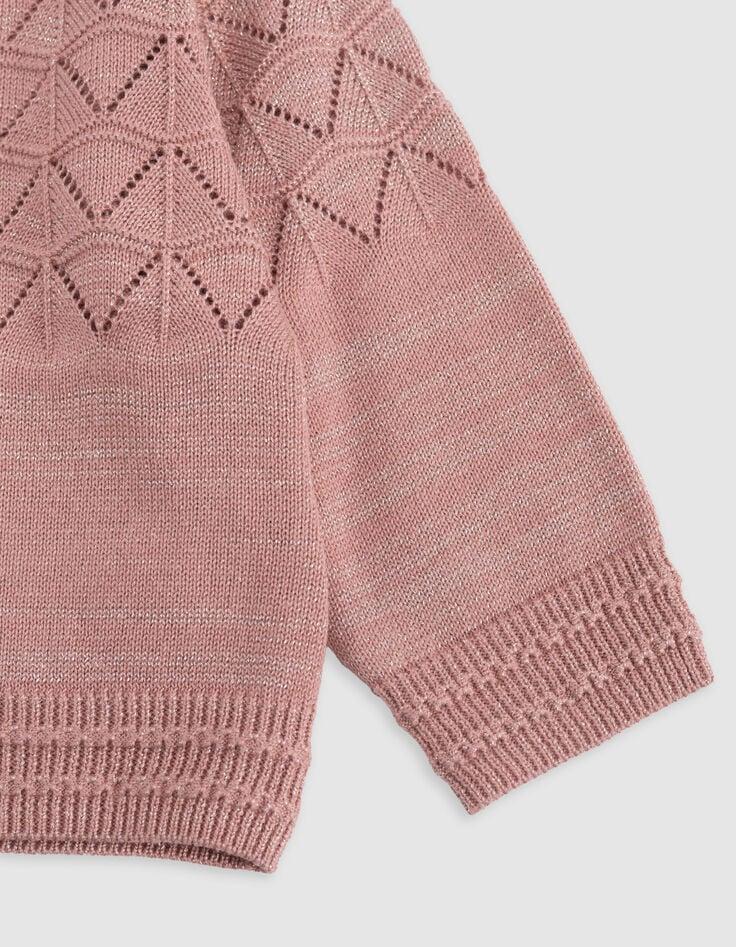 Ikks Cardigan Rose Tricot Lurex Ajouré Bébé Fille