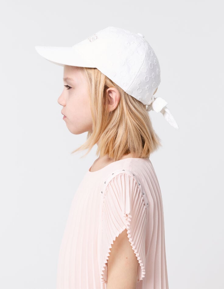 Ikks Casquette Blanche Broderies Ton Sur Ton Fille