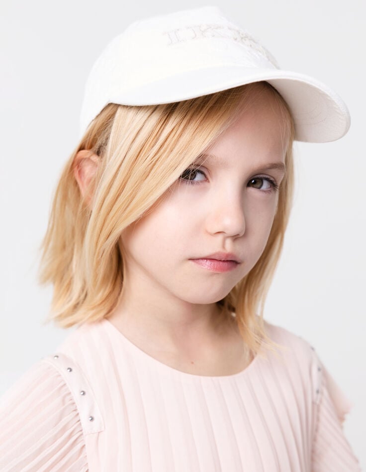 ikks Casquette blanche broderies ton sur ton fille