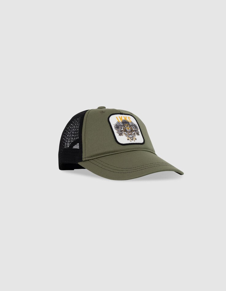 Ikks Casquette Kaki Et Noire Badge Tigre Garçon