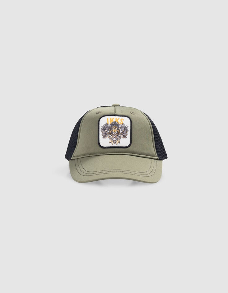 Ikks Casquette Kaki Et Noire Badge Tigre Garçon