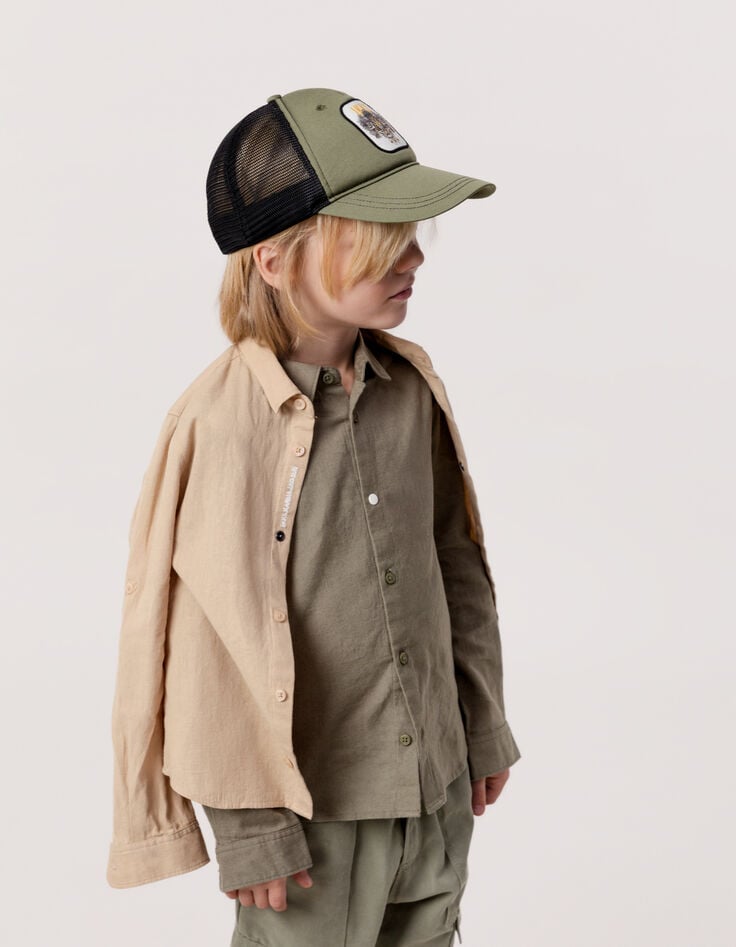 ikks Casquette kaki et noire badge tigre garçon