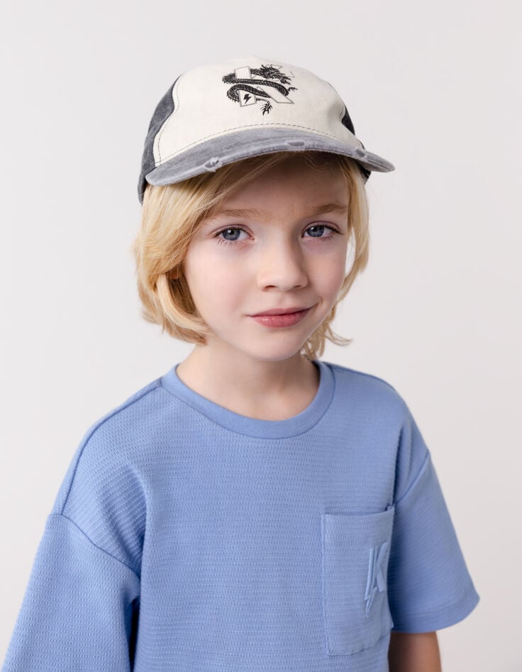 ikks Casquette noire et beige visière grise garçon