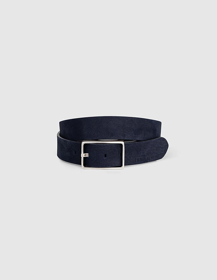 ikks Ceinture bleu marine en cuir nubuck Homme
