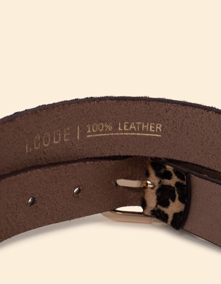 Ikks Ceinture Camel Cuir Effet Léopard I.Code