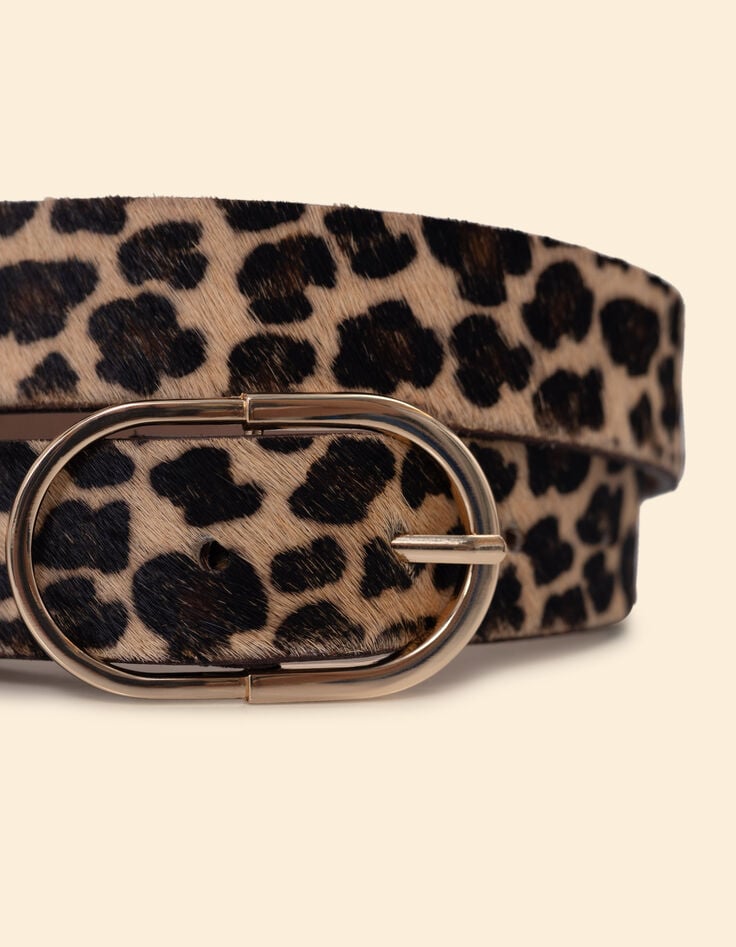 Ikks Ceinture Camel Cuir Effet Léopard I.Code