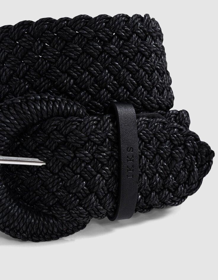 Ikks Ceinture Large Noire Raphia Tressé Femme