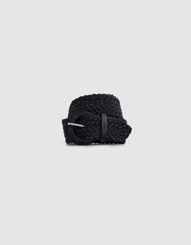 ikks Ceinture large noire raphia tressé Femme