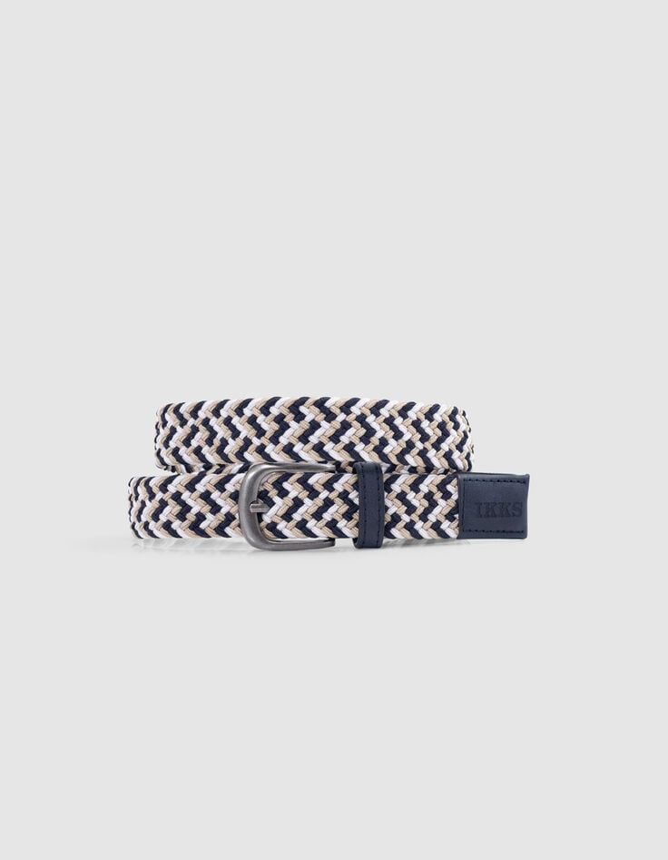 ikks Ceinture marine écrue beige tressée garçon