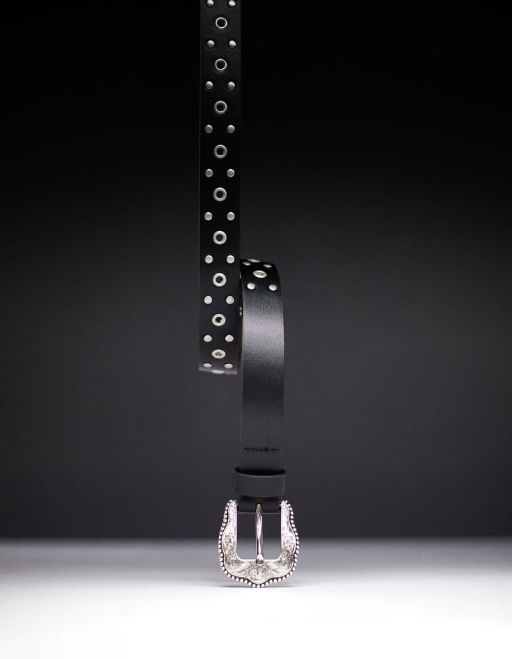 Ikks Ceinture Noire à Clous Et Rivets Fille