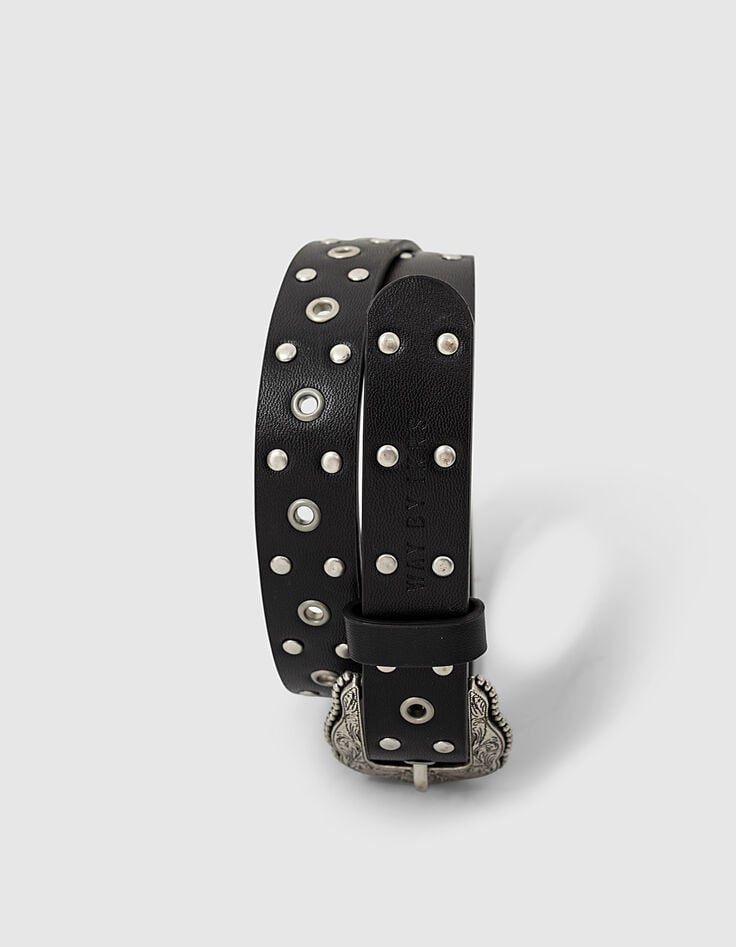 Ikks Ceinture Noire à Clous Et Rivets Fille