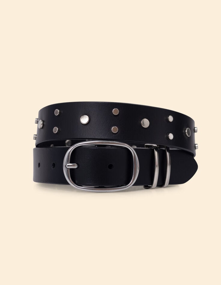 ikks Ceinture noire cuir détails rivets I.Code