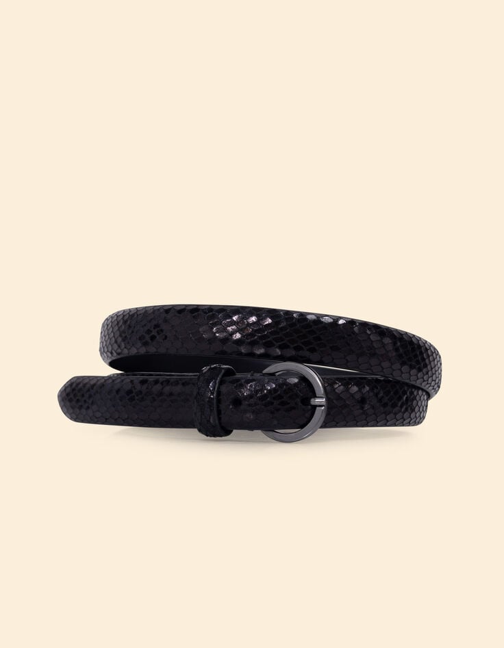 ikks Ceinture noire cuir effet python I.Code