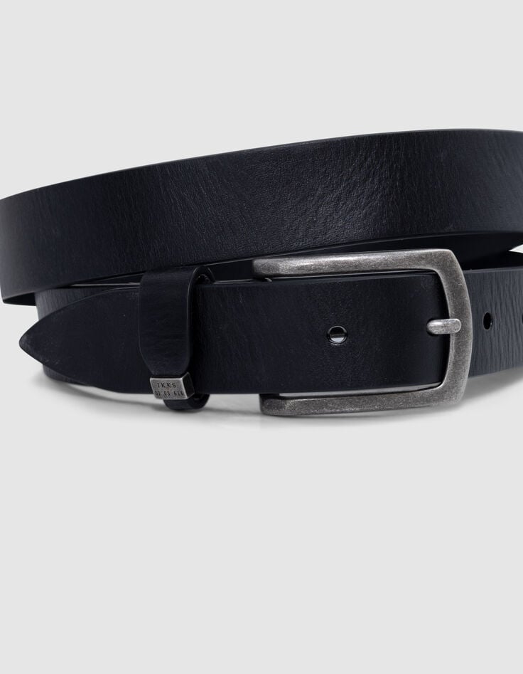 Ikks Ceinture Noire Cuir Homme