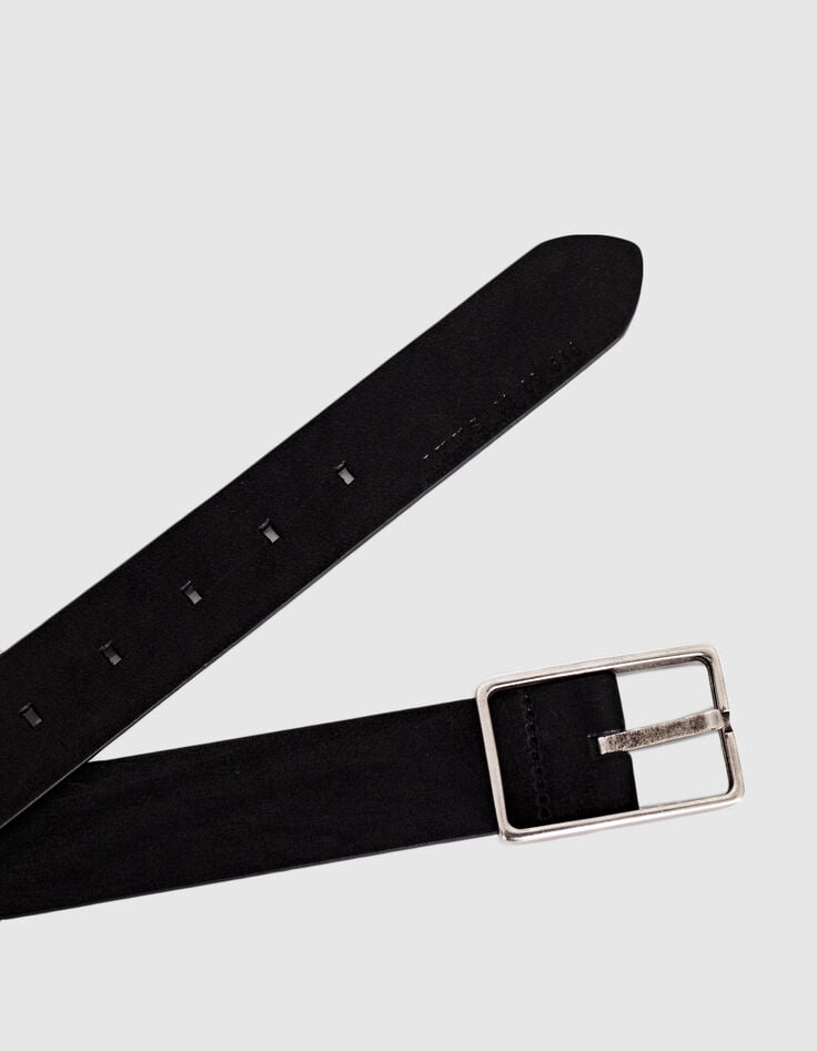 Ikks Ceinture Noire En Cuir Nubuck Homme