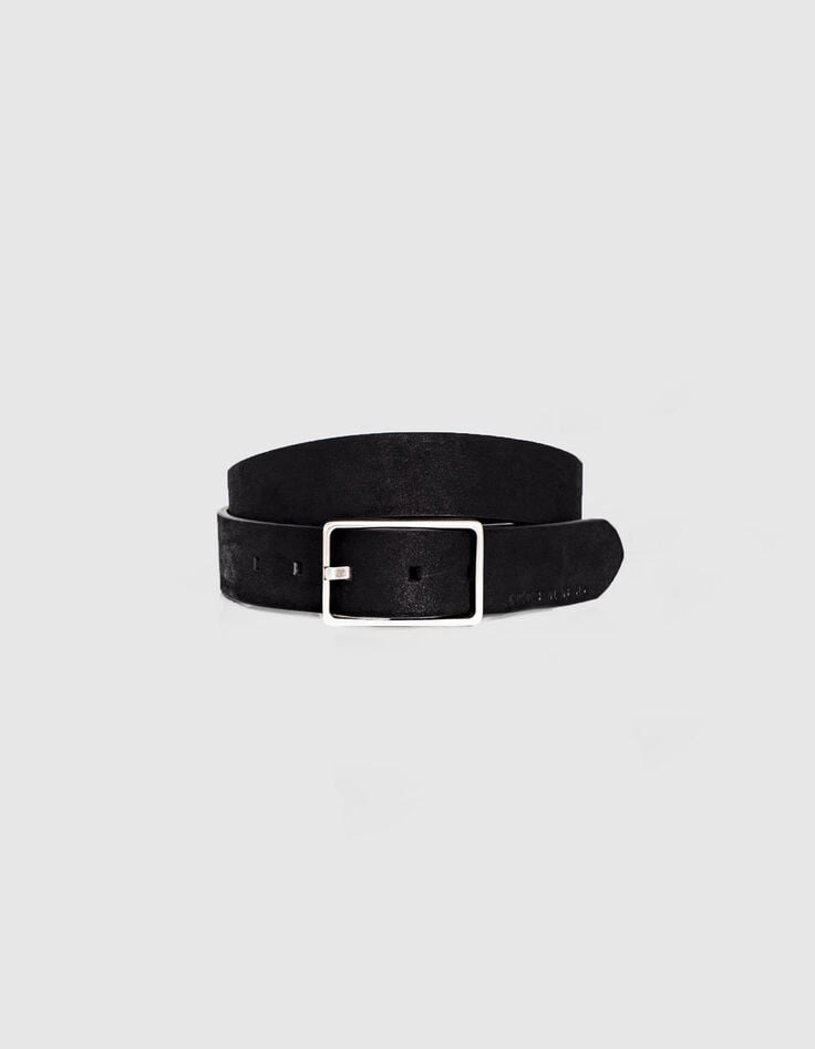 ikks Ceinture noire en cuir nubuck Homme