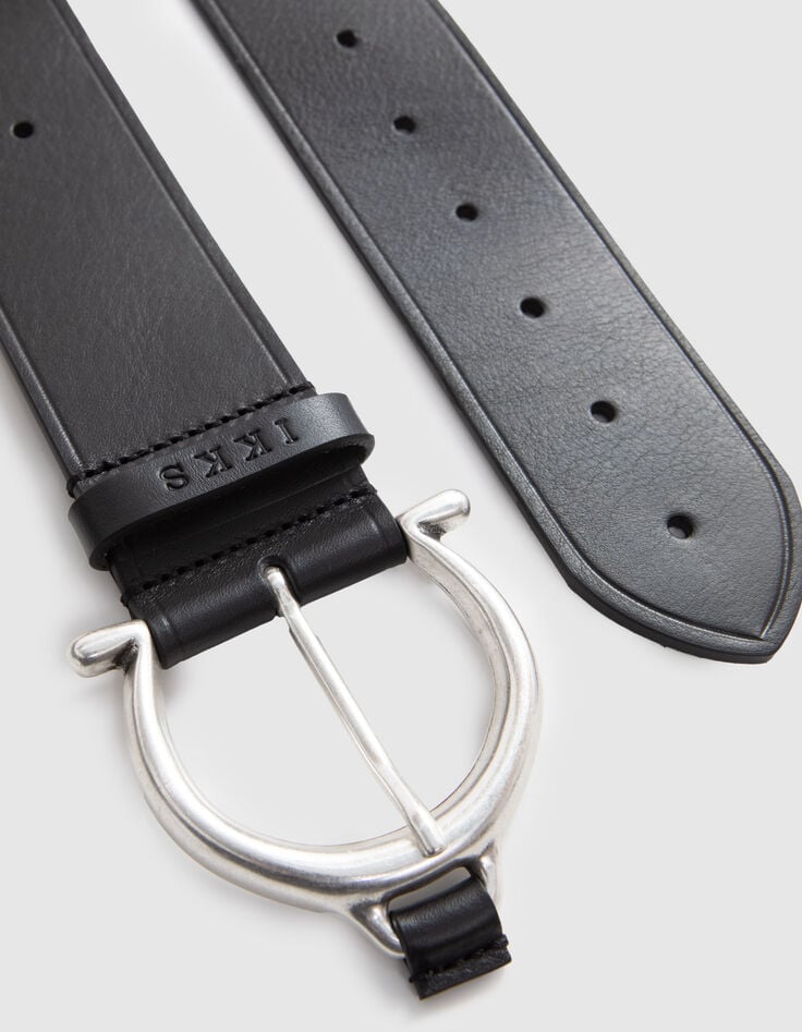 Ikks Ceinture Robe Cuir Silver Boucle Ronde Femme