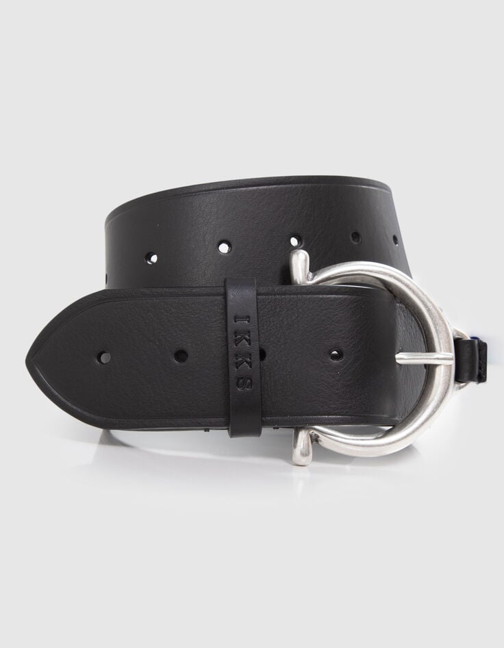 Ikks Ceinture Robe Cuir Silver Boucle Ronde Femme