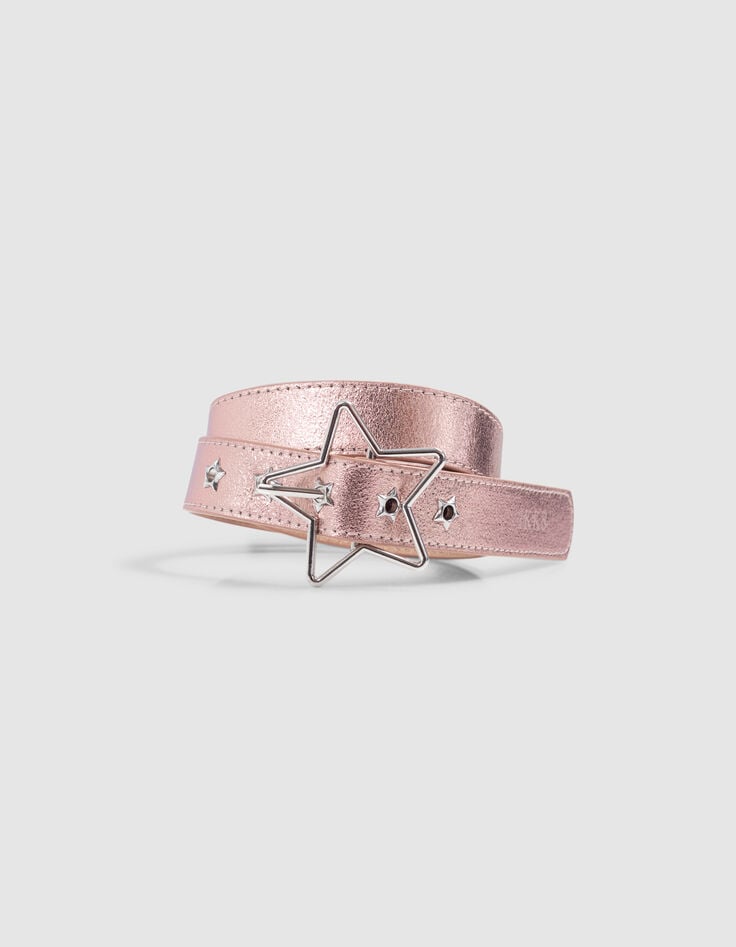 Ikks Ceinture Rose Métallisé Boucle étoile Fille