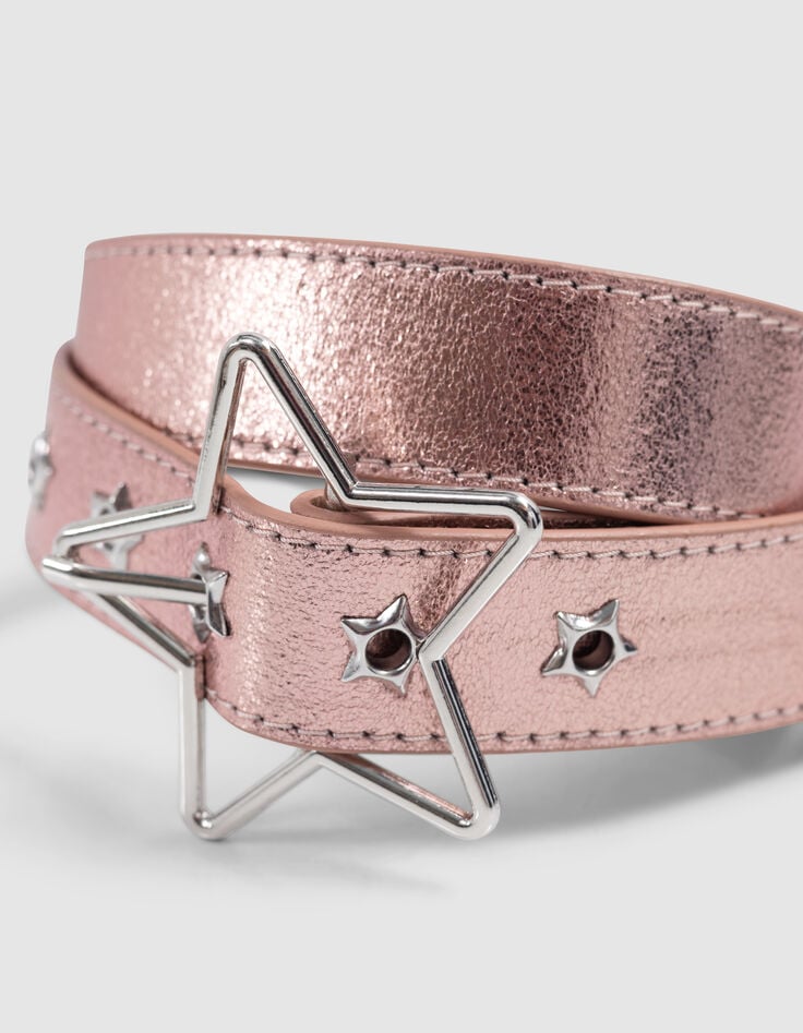 Ikks Ceinture Rose Métallisé Boucle étoile Fille
