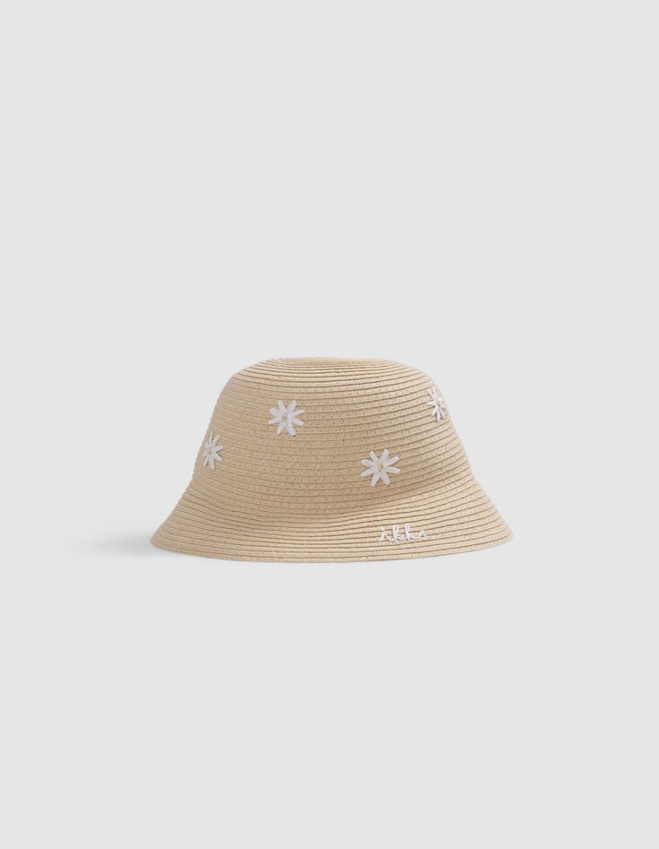 Ikks Chapeau Beige Motifs Fleurs Fille