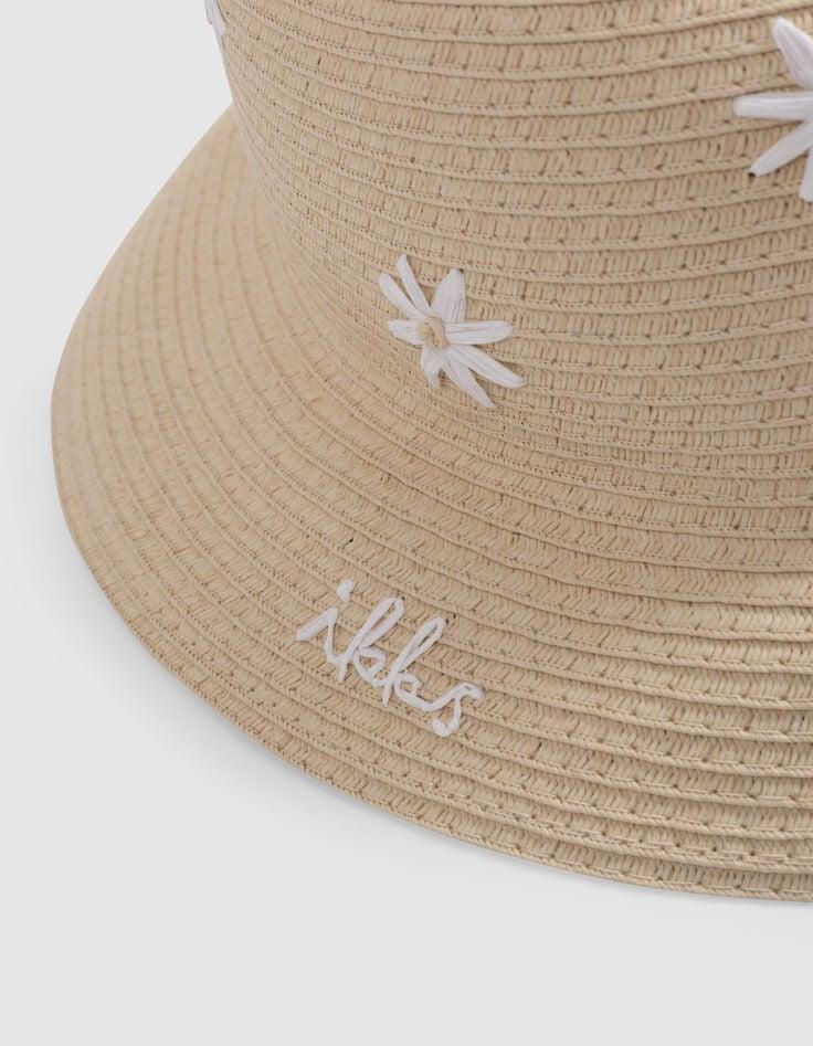 Ikks Chapeau Beige Motifs Fleurs Fille