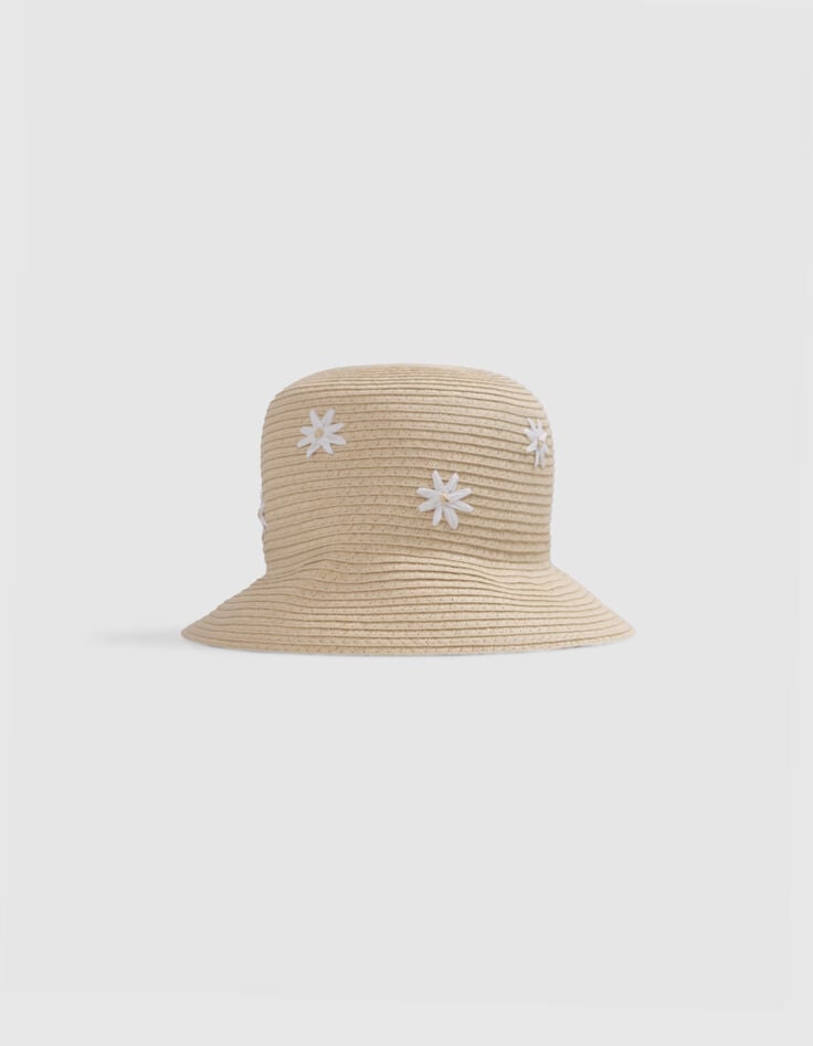 ikks Chapeau beige motifs fleurs fille