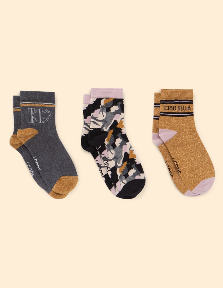 Ikks Chaussettes Camel Gris Rose I.Code