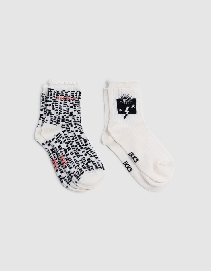 Ikks Chaussettes écrues Et Noires Fille