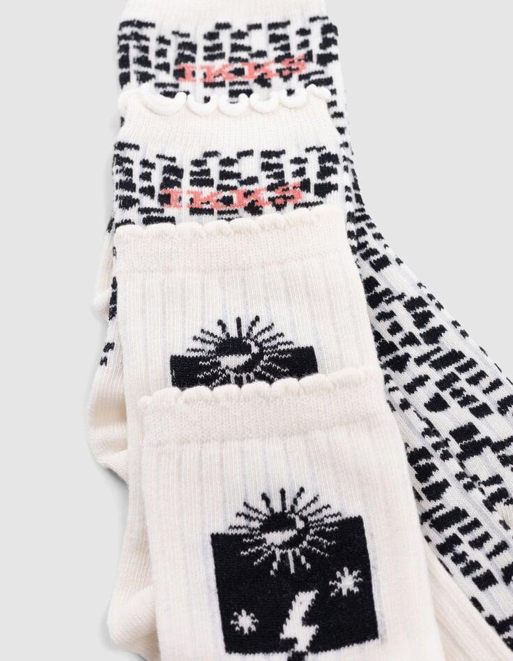 Ikks Chaussettes écrues Et Noires Fille