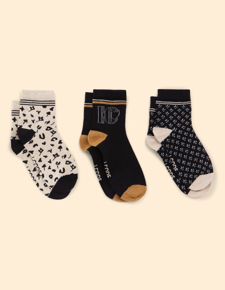 Ikks Chaussettes Noires Beige Camel I.Code