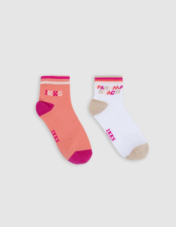 ikks Chaussettes roses écrues corail fille