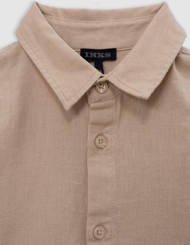 Ikks Chemise Beige Mix Coton Et Lin Garçon