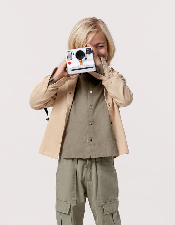 ikks Chemise beige mix coton et lin garçon