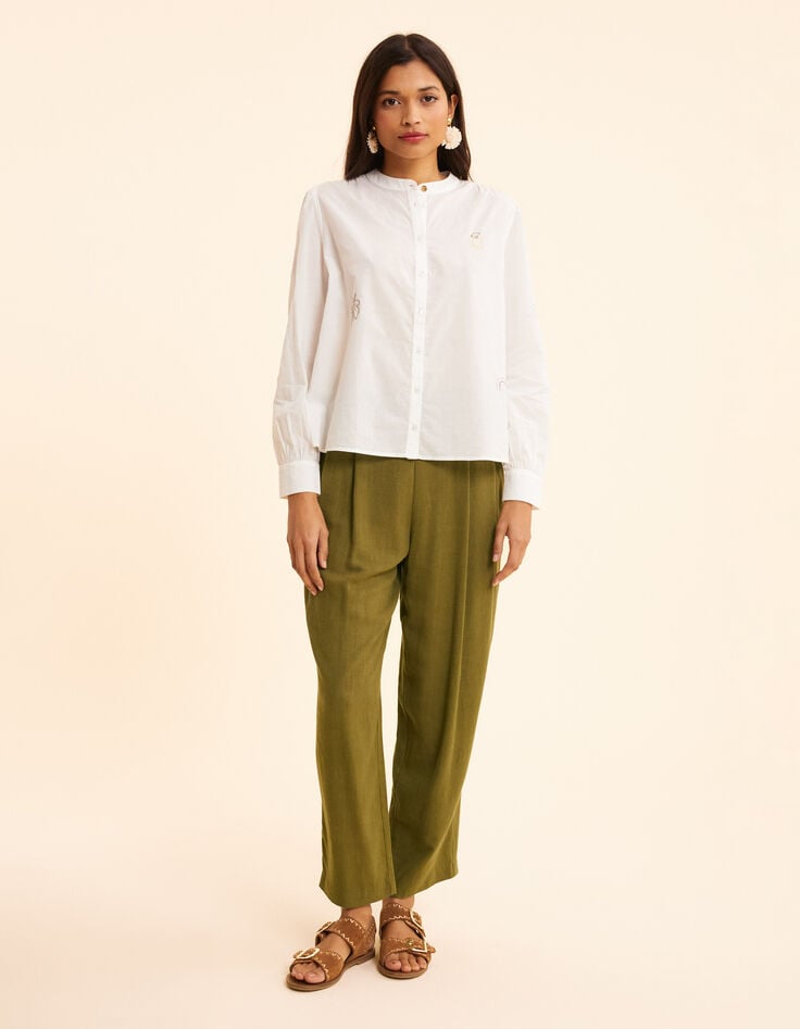 Ikks Chemise Blanche Broderies Couleurs I.Code