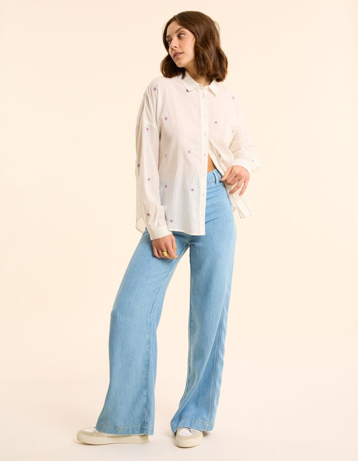 Ikks Chemise Blanche Broderies Fleurs I.Code