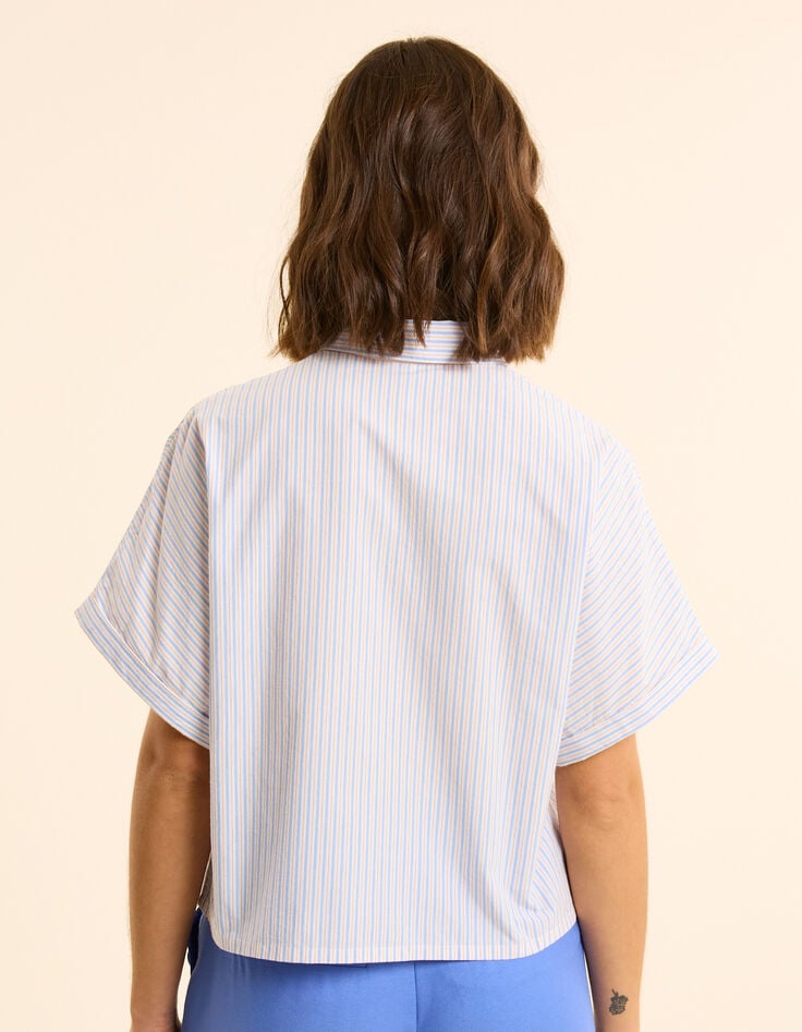 Ikks Chemise Blanche Cropped Motif Rayures I.Code