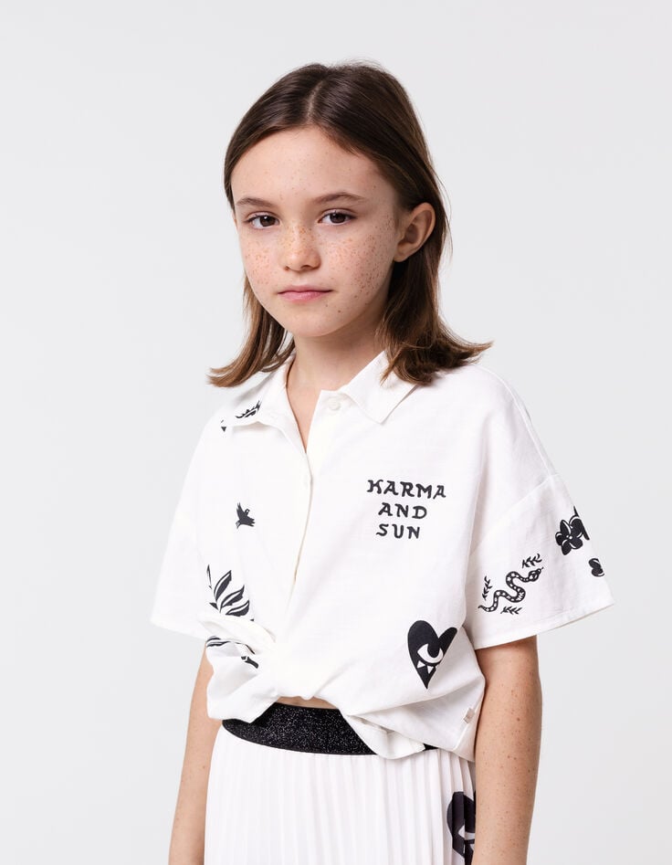 Ikks Chemise Blanche Imprimé Maxi Motifs Fille