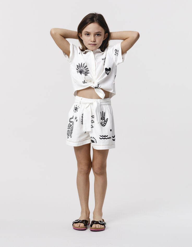 Ikks Chemise Blanche Imprimé Maxi Motifs Fille