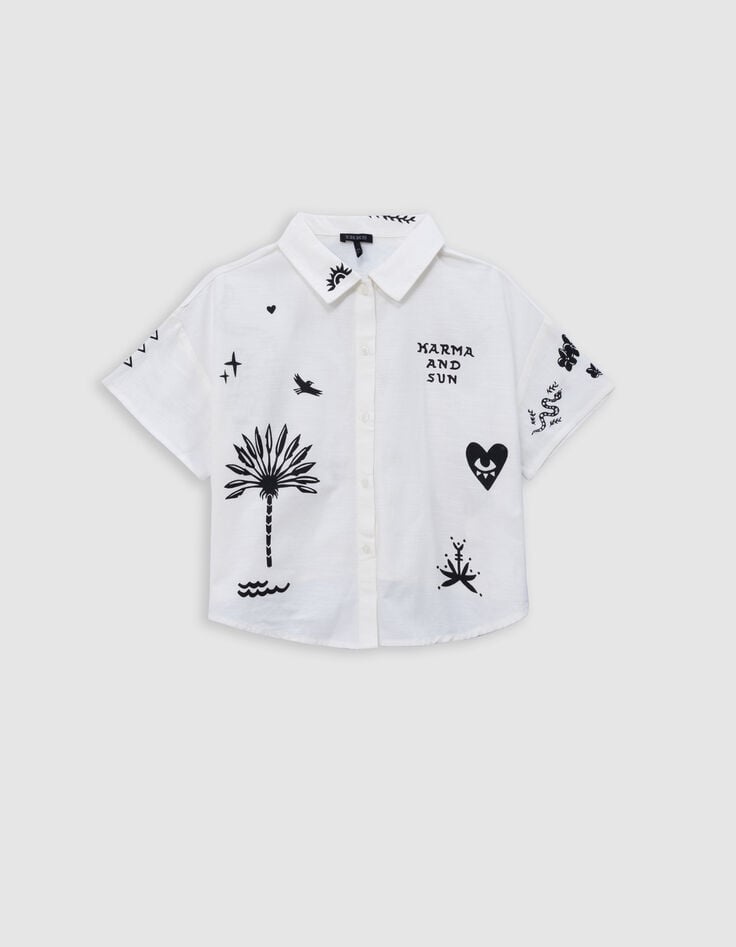 Ikks Chemise Blanche Imprimé Maxi Motifs Fille