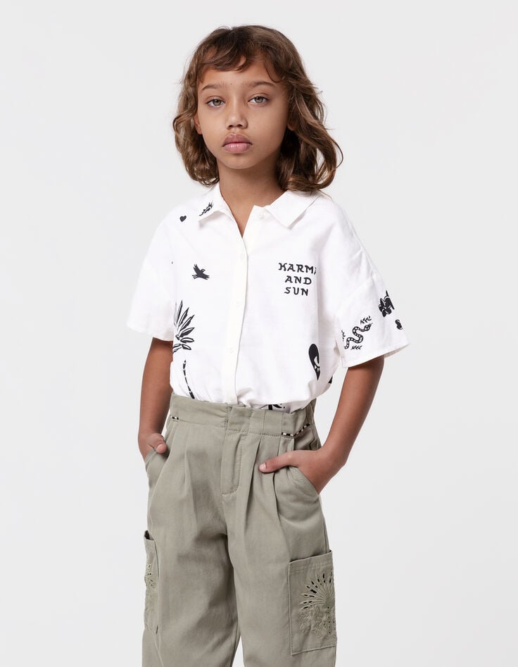 ikks Chemise blanche imprimé maxi motifs fille