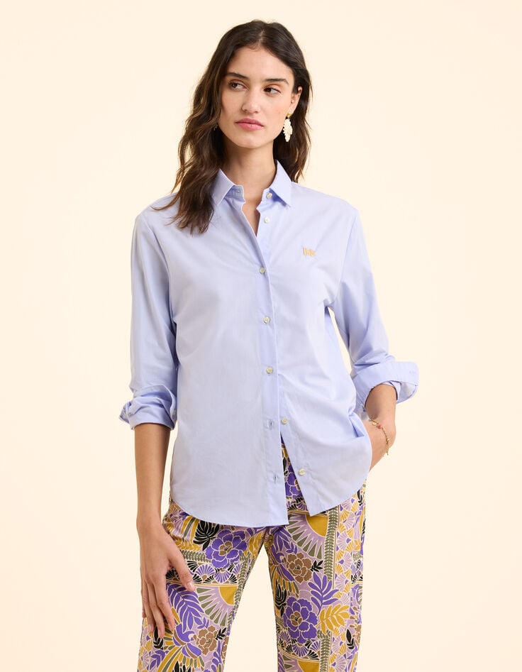 Ikks Chemise Bleu Ciel Broderie Monogramme I.Code