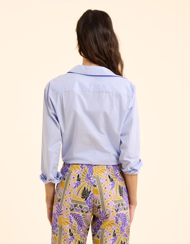 Ikks Chemise Bleu Ciel Broderie Monogramme I.Code