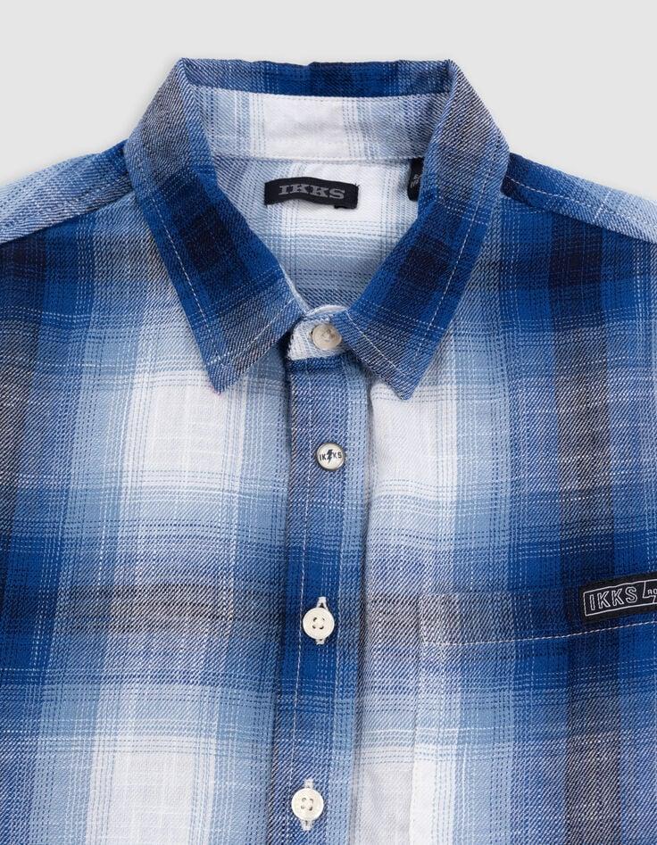 Ikks Chemise Bleue Motifs Carreaux Garçon