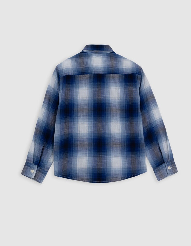 Ikks Chemise Bleue Motifs Carreaux Garçon