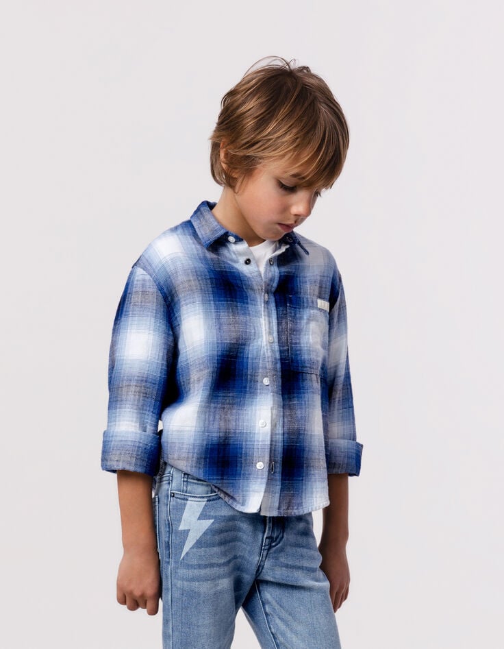 ikks Chemise bleue motifs carreaux garçon