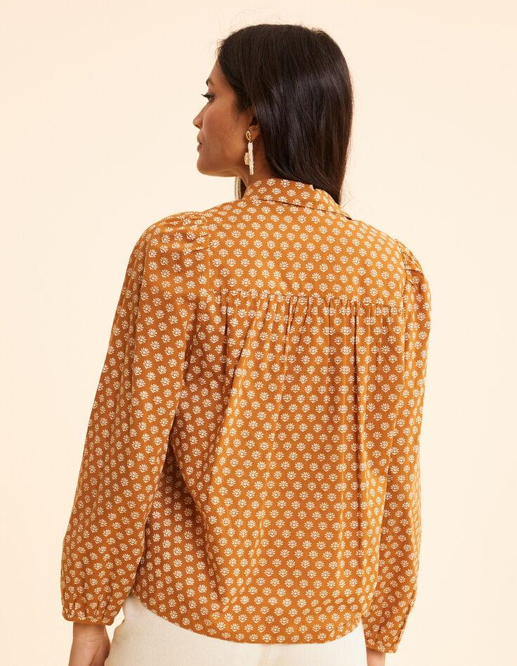 Ikks Chemise Camel Imprimé Floral Cœur I.Code