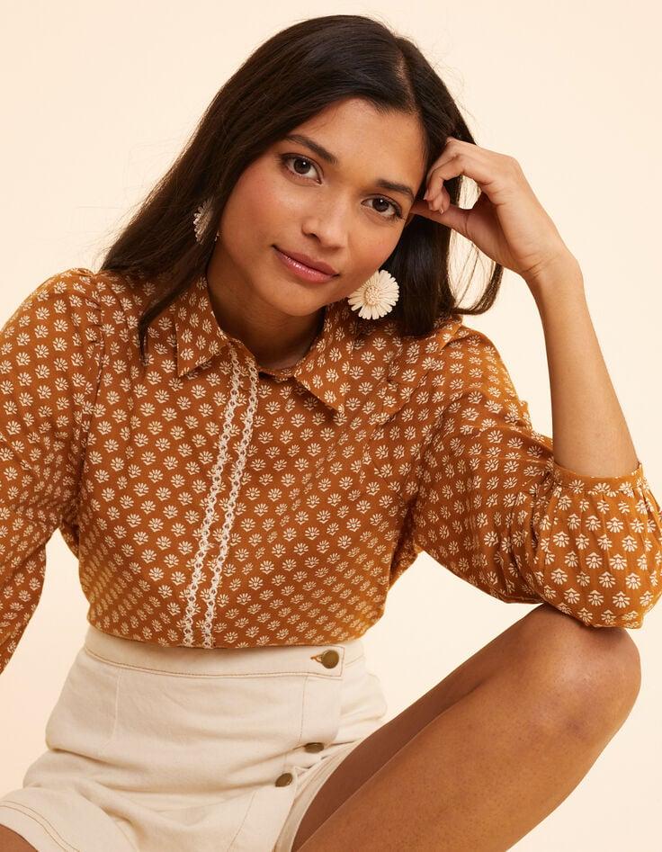 ikks Chemise camel imprimé floral cœur I.Code