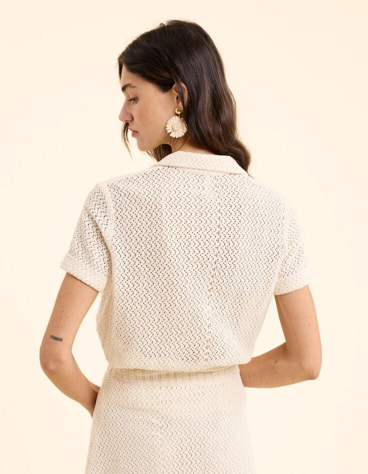 Ikks Chemise écrue Dentelle Manches Courtes I.Code